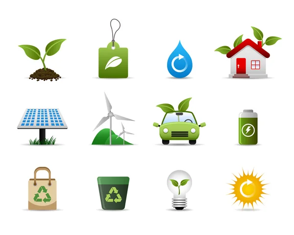 Zöld környezet-ikonra — Stock Vector