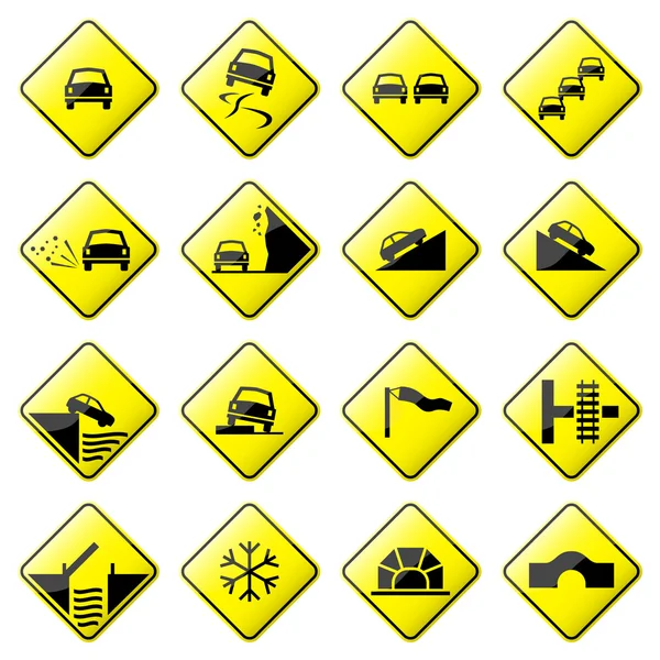 Road Sign Glossy Vector (Set 3 of 8) — Stock Vector