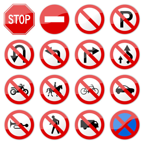 Señal de tráfico Vector brillante (conjunto 6 de 8 ) — Vector de stock