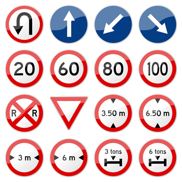 Road Sign Glossy Vector (Set 7 of 8)