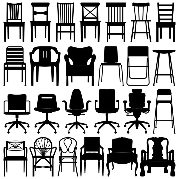 Cadeira preto conjunto de silhueta — Vetor de Stock