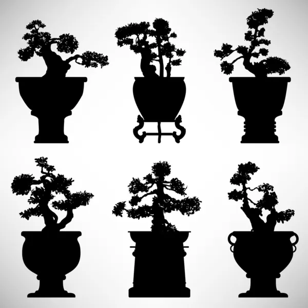 Bonsaje strom rostlina květináč — Stockový vektor