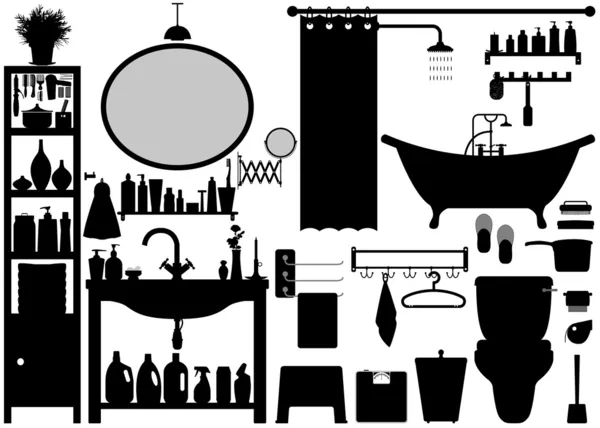 Cuarto de baño inodoro diseño conjunto vector — Archivo Imágenes Vectoriales