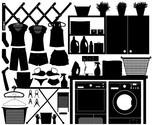 Çamaşırhane tasarım vektör ayarla — Stok Vektör