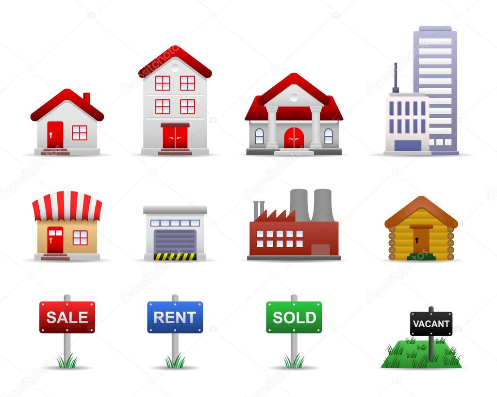 Real Estates Property Icons Vector