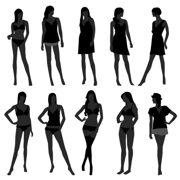 女人女性女孩时尚内衣内裤内衣文胸模型 — 图库矢量图片