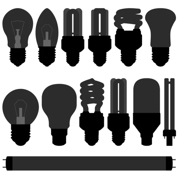 Bombilla de luz lámpara de bombilla conjunto — Vector de stock