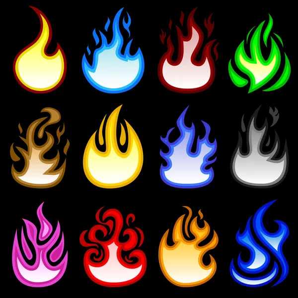 Eld flamma blaze bränningssymbolen — Stock vektor