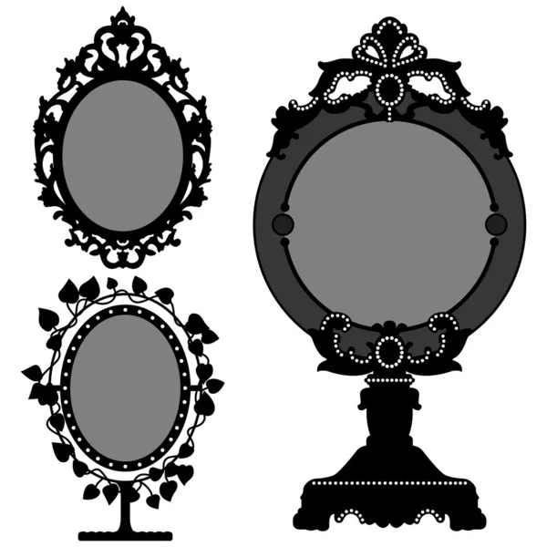Miroir décoré Vintage rétro princesse — Image vectorielle