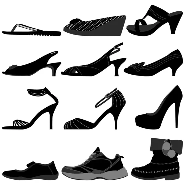 女孩女性女人鞋鞋类 — 图库矢量图片