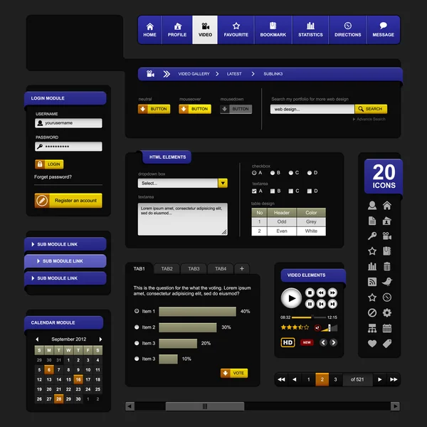 网页设计的网站元素模板 — 图库矢量图片