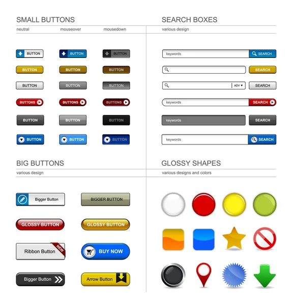 Web デザイン ボタン要素 — ストックベクタ