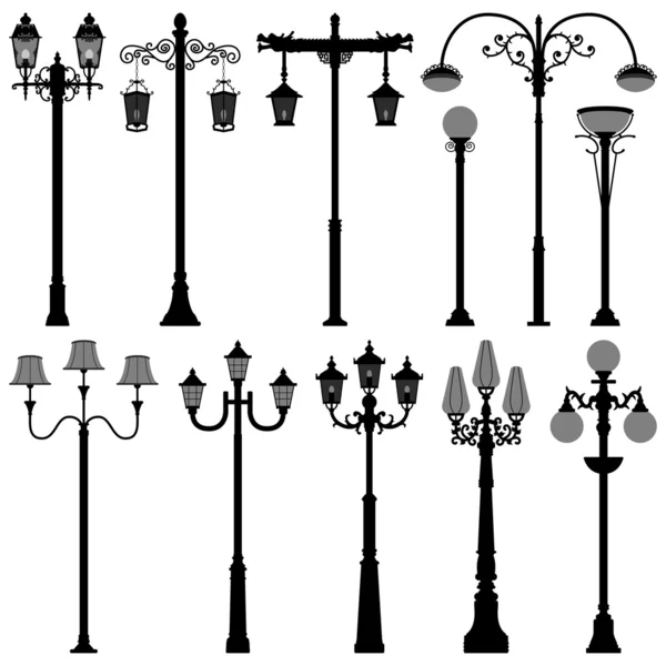 Poste de la lámpara poste calle poste luz — Vector de stock
