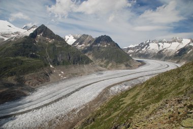 aletchgletcher - ünlü glacier Alpleri'nde. swiss UNESCO tarafından korunan