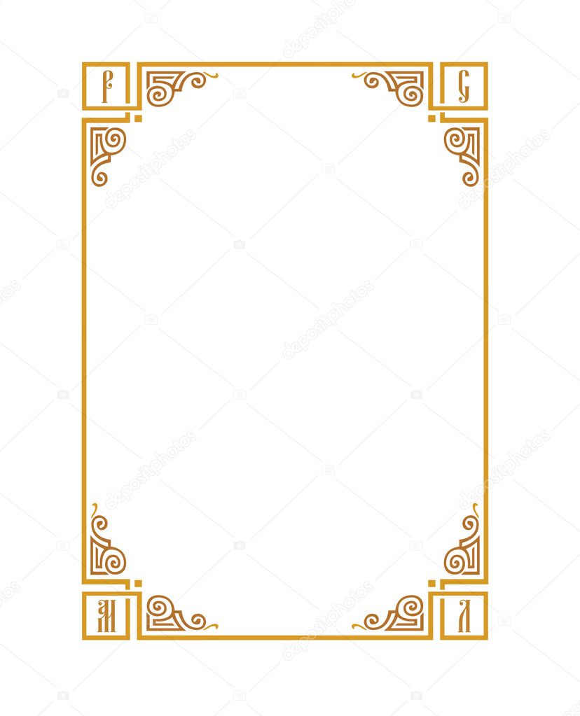 Gold framework with an ornament and Old Slavic letters