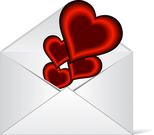 Coeurs amoureux sortant d'une enveloppe — Image vectorielle