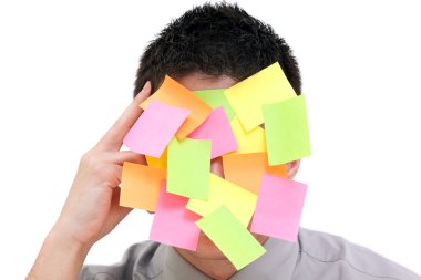 Businessman with post-it clipart