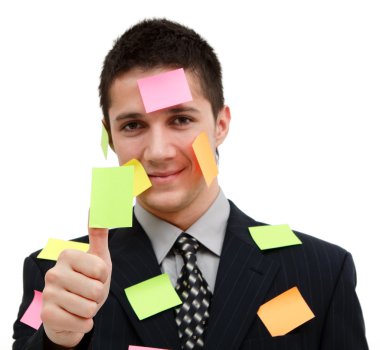 Businessman with colorful post-it clipart