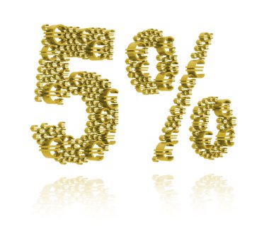 3D Illustration of five percent clipart