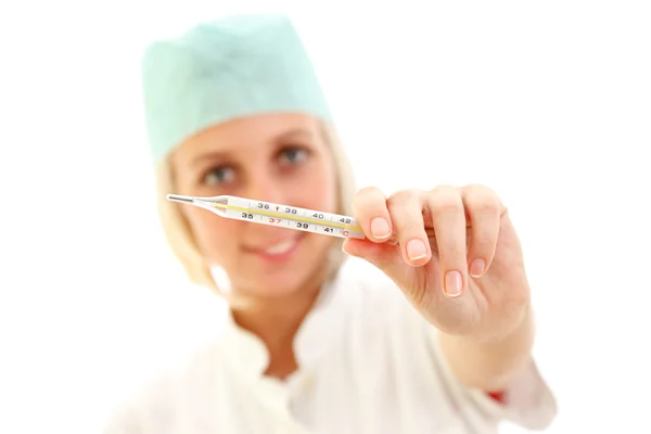 Krankenschwester mit klinischen Thermometer — Stockfoto