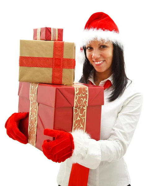 Mujer de Navidad con regalos —  Fotos de Stock