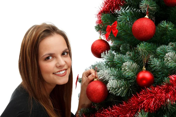 Decorate Christmas tree — Stock Photo, Image