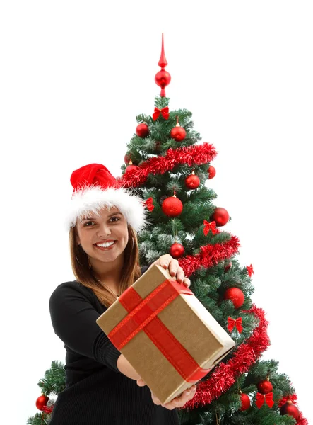 Pretty woman at Christmas — Stock Photo, Image