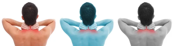 Colagem de dor no pescoço — Fotografia de Stock