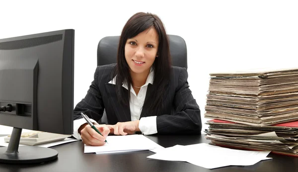 Geschäftsfrau am Schreibtisch — Stockfoto