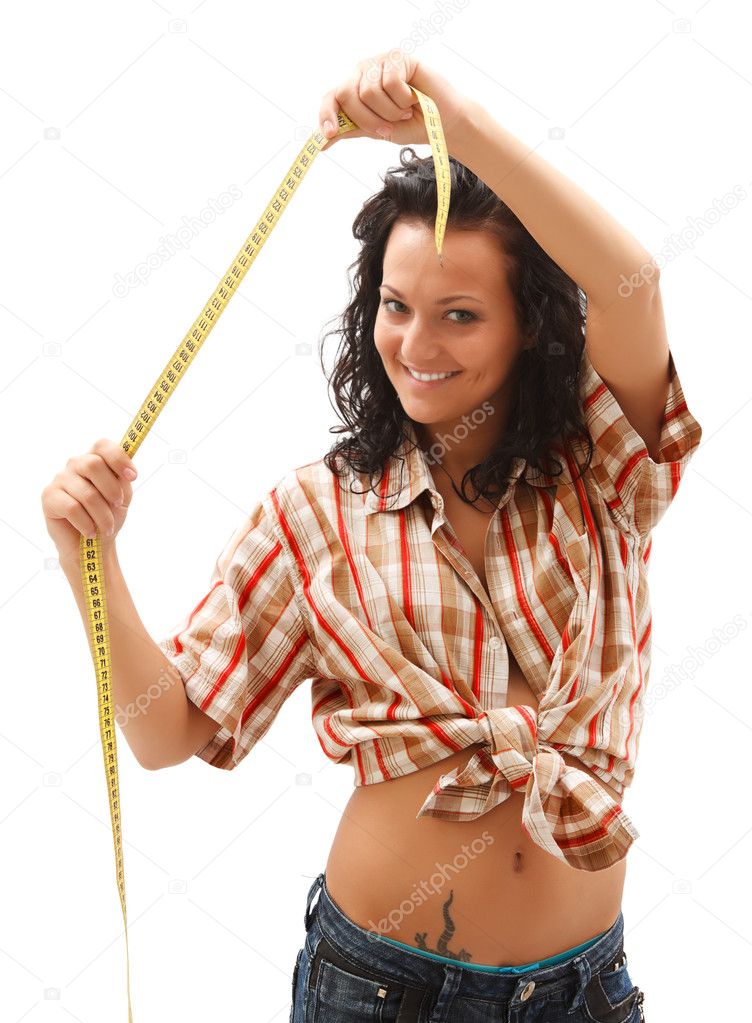 Woman with tailor's measuring tape