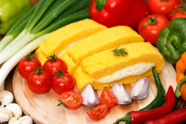 Polenta with cottage cheese clipart