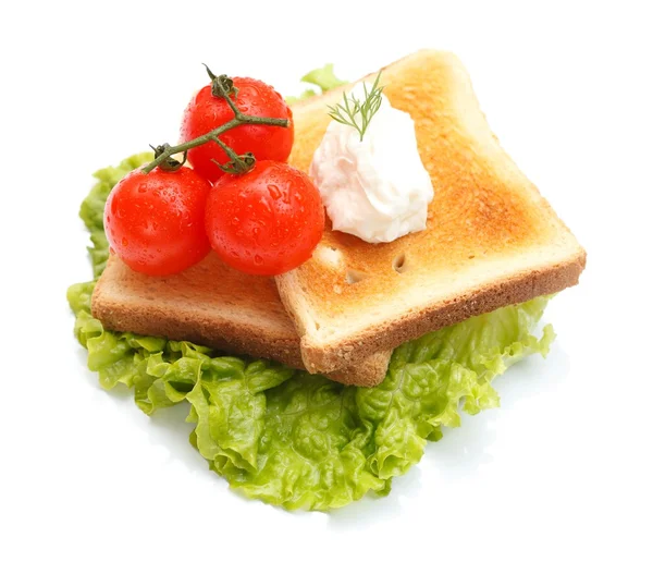 Hlávkový salát, toast — Stock fotografie