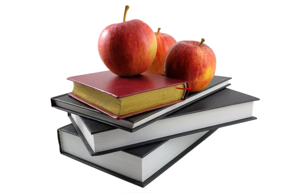 Bücher und Apfel — Stockfoto