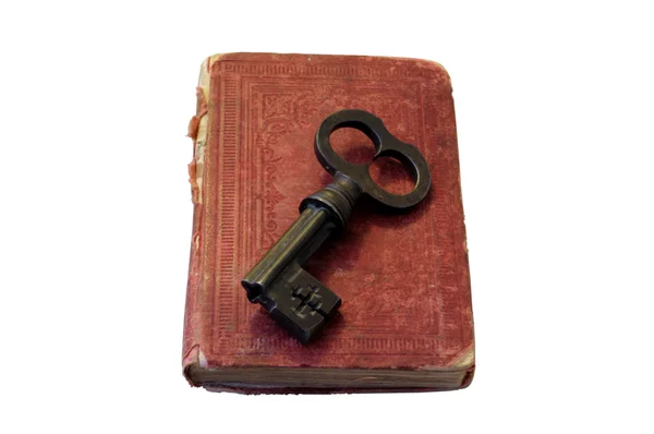 Gammal bok och nyckel — Stockfoto