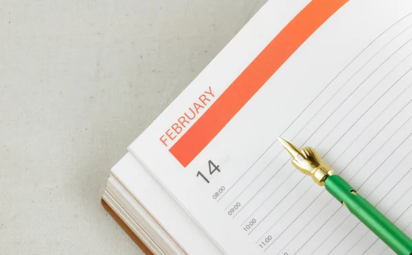 stock image Organizer open on the Valentine's day date