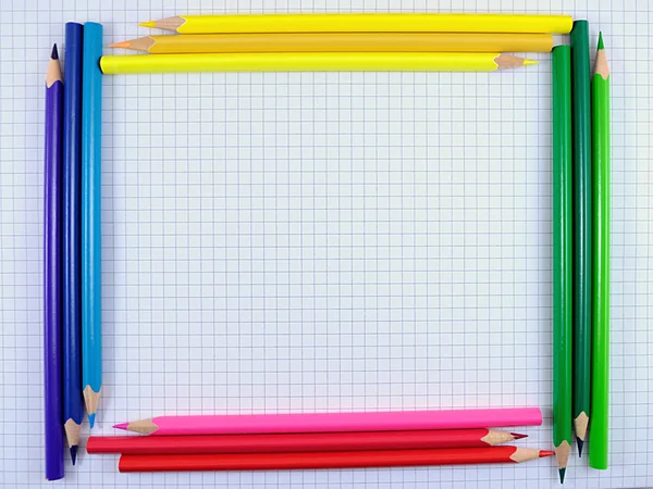 Colorful Pencils Frame Blank Paper Sheet — Stock Photo, Image