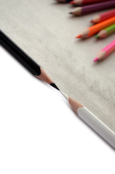 Crayon Noir Blanc Centre Diagonale — Photo