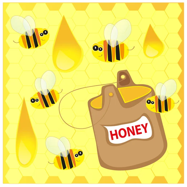 Пчелы и мед — стоковый вектор