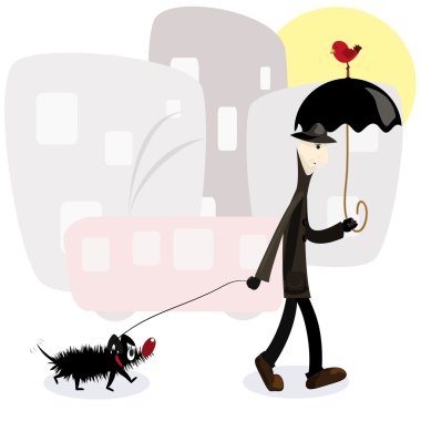 Man with dog clipart