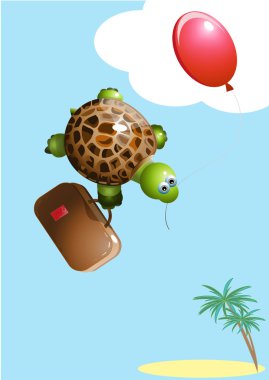 Turtle with a balloon clipart