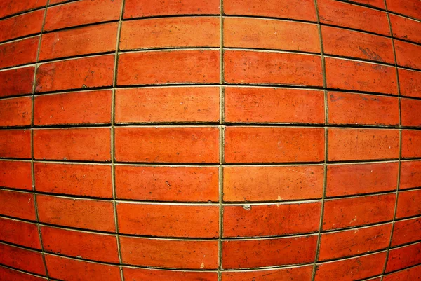 Grunge red brick wall fish eye view — Stock Photo, Image