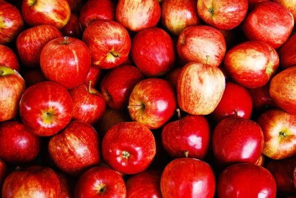 Molte mele rosse nel mercato fresco — Foto Stock