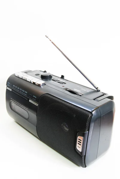 Black classic radio isolated over seamless white background — Stock Photo, Image