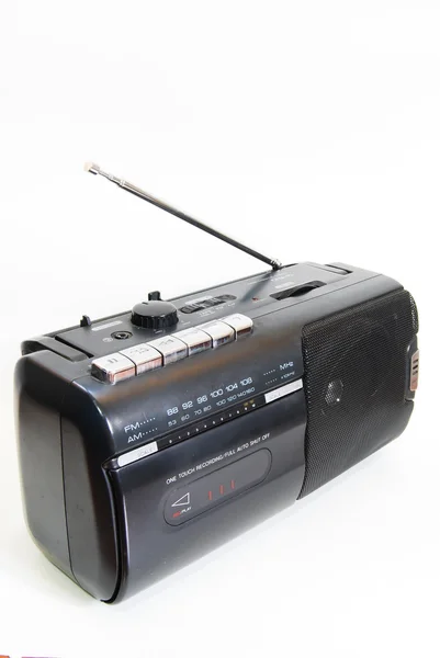 Black classic radio isolated over seamless white background — Stock Photo, Image
