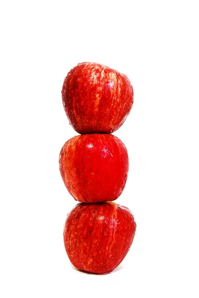 Tre mele isolate su fondo bianco senza cuciture — Foto Stock