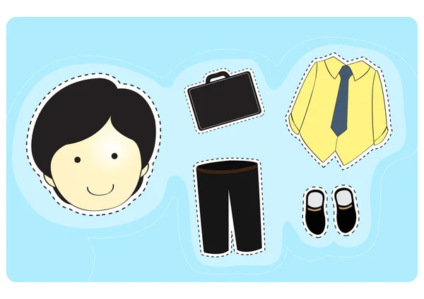 Homme d'affaires avec variété de vêtements pour habiller illustration vectorielle de dessin animé — Image vectorielle