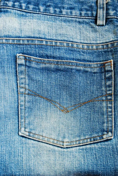 蓝色牛仔裤后面的口袋背景纹理 — 图库照片