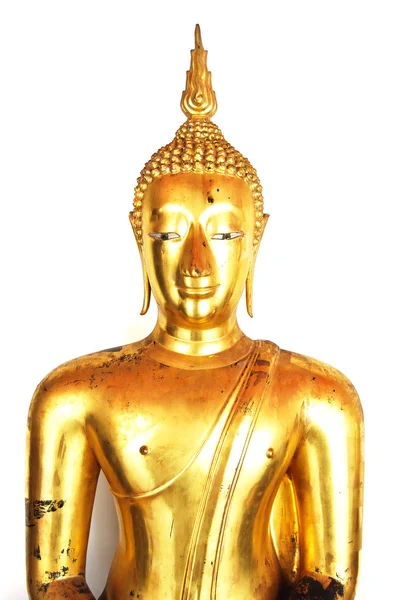 Arany buddha szobor elszigetelt fehér háttér — Stock Fotó
