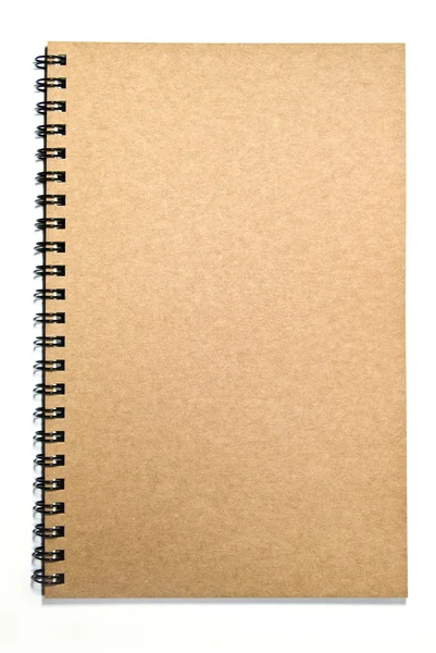 Caderno de capa marrom grunge isolado no fundo branco — Fotografia de Stock