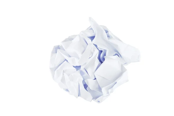 Pomarszczony papier piłka na białym tle — Zdjęcie stockowe